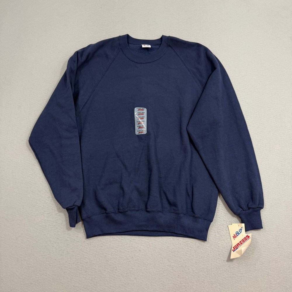 Jerzees Sweatshirt Men XL Navy Blue Nublend Crewneck Raglan Sleeve USA Made NEW